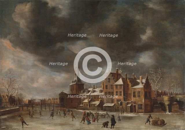 The Blauwpoort in Leiden in the Winter, c.1635-c.1665. Creator: Abraham Beerstraten.