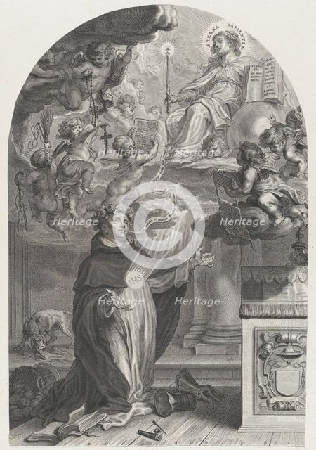The Blessed Henry Suso Kneeling before Eternal Wisdom, before 1650. Creator: Cornelis Galle I.