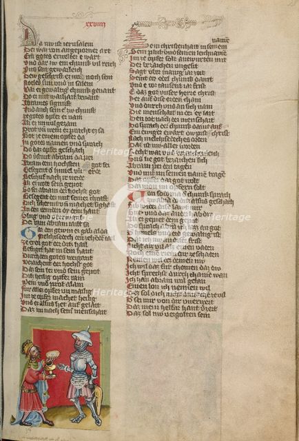The Blessing of Melchizedek; Weltchronik, about 1400-1410. Creator: Unknown.