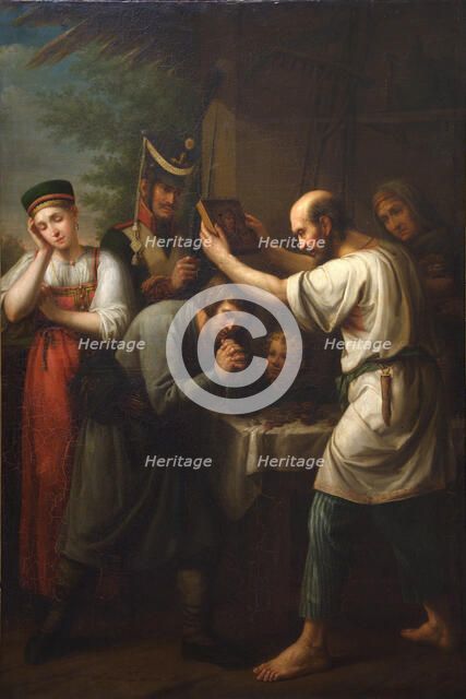 The Blessing of the Home Guardsman in 1812, 1812. Artist: Luchaninov, Ivan Vasilyevich (1781-1824)