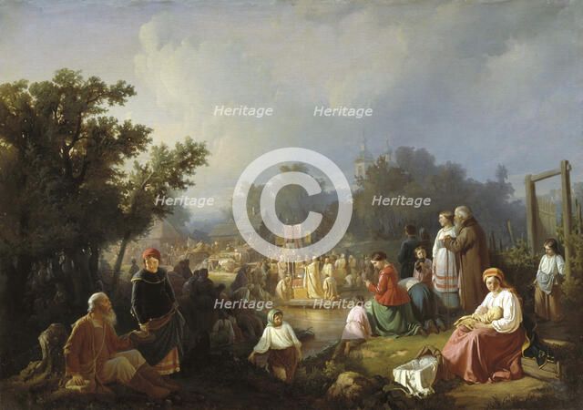 The Blessing of Waters in a country village', 1858.  Creator: Trutnew, Ivan Petrovich (1827-1912).