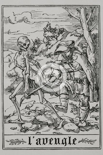 The Blind Man from "The Dance of Death", 1547, (1877).  Creator: Unknown.