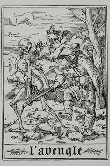 The Blind Man from "The Dance of Death", 1547, (1877). Creator: Unknown