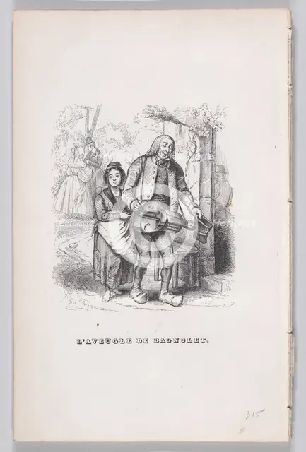 The Blind Man of Bagnolet from The Complete Works of Béranger, 1836. Creator: Pierre Francois Godard.