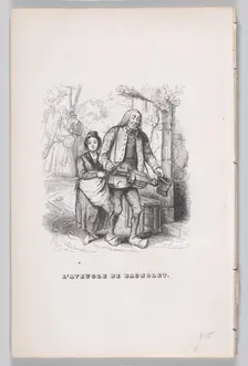 The Blind Man of Bagnolet from The Complete Works of Béranger, 1836. Creator: Pierre Francois Godard