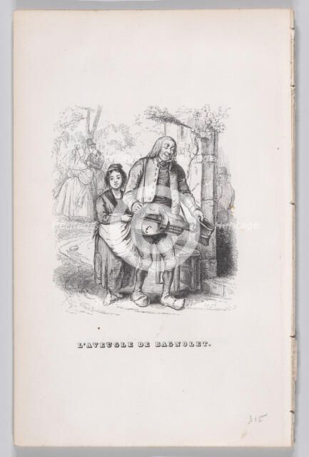 The Blind Man of Bagnolet from The Complete Works of Béranger, 1836. Creator: Pierre Francois Godard.