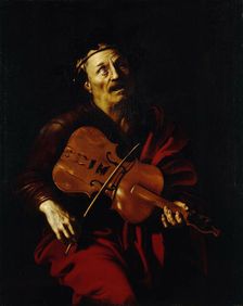 The blind Homer playing the Lira da Braccio, c. 1622