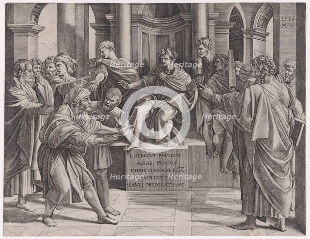 The Blinding of Elymas, dated 1516., dated 1516. Creator: Agostino Veneziano.