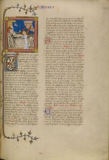 The Blinding of Tobit with Tobias and the Angel, about 1360-1370. Creator: Master of Jean de Mandeville