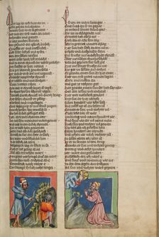 The Blindman Lamech Kills Cain: Enoch Before God; Weltchronik, about 1400-1410. Creator: Unknown