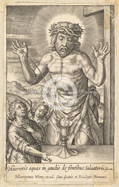 The Blood of the Redeemer Venerated by Two Angels, before 1619. Creator: Hieronymous Wierix.