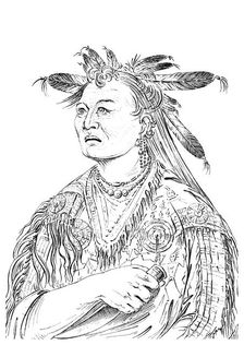 The Bloody Hand One of the chiefs of the Riccaree tribe, 1841.Artist: Myers and Co