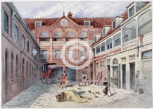 The Blue Boar Inn, Holborn, London, c1840. Artist: Frederick Napoleon Shepherd