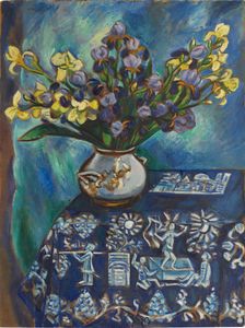 The blue tablecloth (Still life in blue), 1918. Creator: Pechstein, Hermann Max (1881-1955)