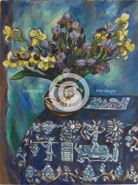 The blue tablecloth (Still life in blue), 1918. Creator: Pechstein, Hermann Max (1881-1955).