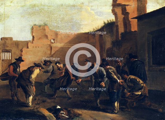 The bocce players, 17th century. Creator: Jan Miel.