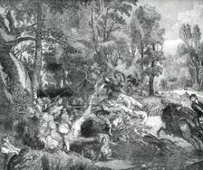 The Boar-Hunt - painted by Rubens - from the Gallery of the late King of Holland, 1850. Creator: Unknown