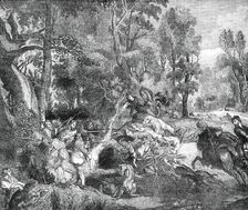 The Boar-Hunt - painted by Rubens - from the Gallery of the late King of Holland, 1850. Creator: Unknown