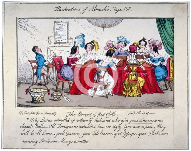 'The board of Red cloth, City ladies admitted if extreemly Rich...', 1827.      Artist: SW Fores