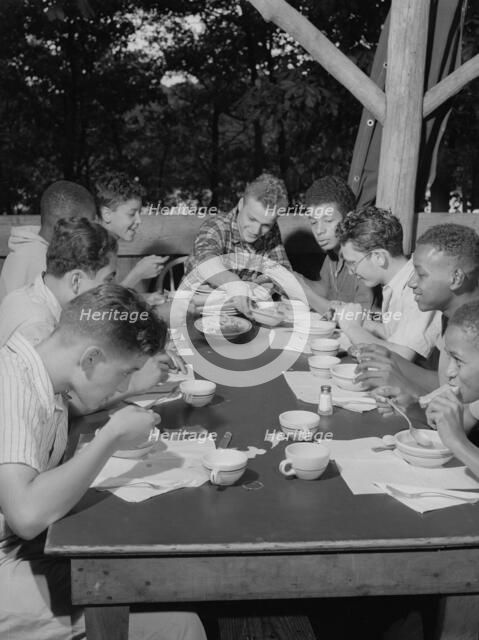 The boardinghouse reach at Camp Nathan Hale, Southfields, New York, 1943 Creator: Gordon Parks.