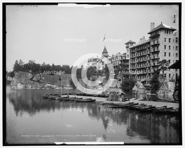 The Boat landing and main entrance, Lake Mohonk House, c1902. Creator: Unknown.
