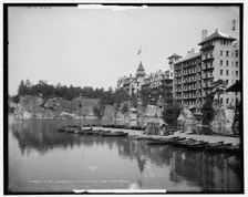 The Boat landing and main entrance, Lake Mohonk House, c1902. Creator: Unknown