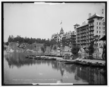 The Boat landing and main entrance, Lake Mohonk House, c1902. Creator: Unknown