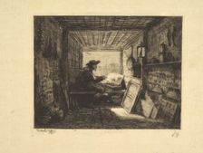 The Boat Studio, from series Voyage en Bateau, 1862, 1861. Creator: Charles Francois Daubigny