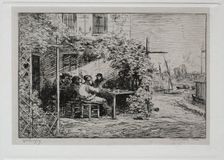 The Boat Trip: The Lunch before Going Aboard at Asnières, 1861. Creator: Charles François Daubigny (French, 1817-1878)