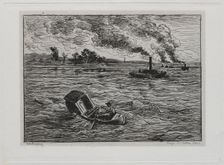 The Boat Trip: The Steamboats or Watch Out for the Steamers, 1861. Creator: Charles François Daubigny (French, 1817-1878)