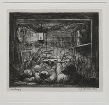 The Boat Trip: Bedding Down Aboard the "Botin" (Night on the Boat), 1861. Creator: Charles François Daubigny (French, 1817-1878)