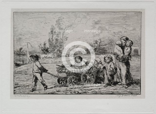 The Boat Trip: Moving into "Le Botin" (The Ship's Furnishings) or Moving to the Boat, 1861. Creator: Charles François Daubigny (French, 1817-1878).