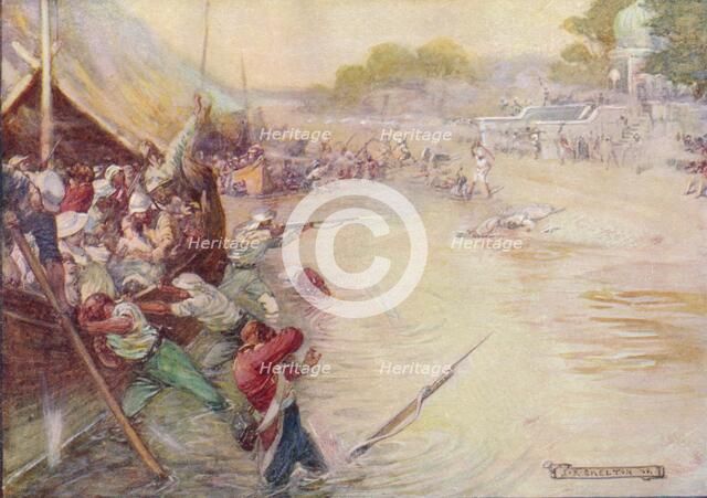 'The Boats Stuck In The Mud And Were An Easy Mark', 1908, (c1920).  Artist: Joseph Ratcliffe Skelton.