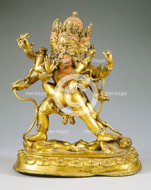 The Bodhisattva Vajrapani (Tibetan: Chana Dorje) and His Consort, 15th century. Creator: Unknown.