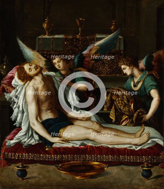The Body of Christ Anointed by Two Angels. Artist: Allori, Alessandro (1535-1607)