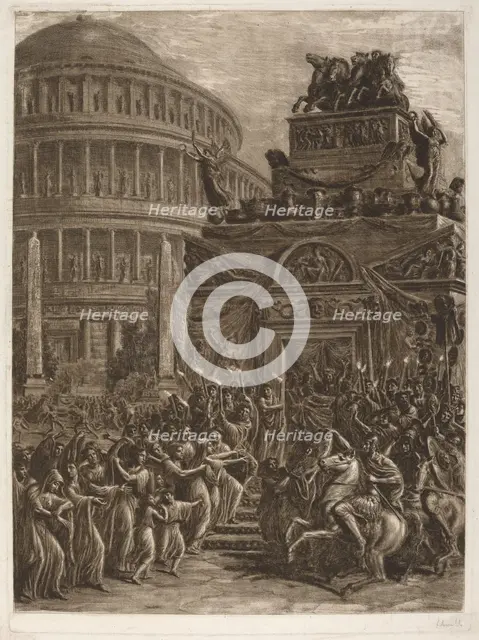 The Body of Hadrian Lying in State next to His Mausoleum, late 18th-early 19th century. Creator: Luigi Ademollo.