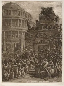 The Body of Hadrian Lying in State next to His Mausoleum, late 18th-early 19th century. Creator: Luigi Ademollo