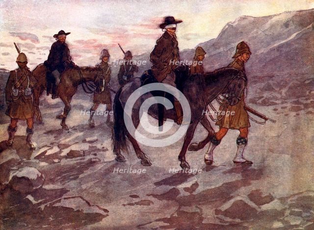 'The Boer leaders were blindfolded and guarded by soldiers of the Black Watch', 1902, (1905).Artist: A S Forrest