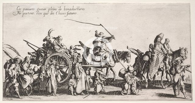 The Bohemians: The Bohemians Marching: The Rear Guard, c. 1621-1625. Creator: Jacques Callot (French, 1592-1635).