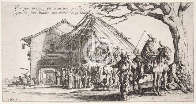 The Bohemians: The Stopping Place: The Fortune Teller, c. 1621-1625. Creator: Jacques Callot (French, 1592-1635).