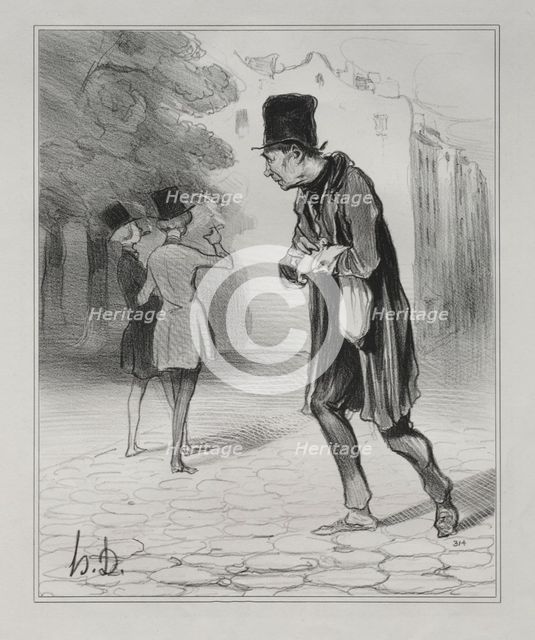 The Bohemians of Paris, plate 4: The Collector of Cigar Stubs, 5 December 1841. Creator: Honoré Daumier (French, 1808-1879); Aubert.