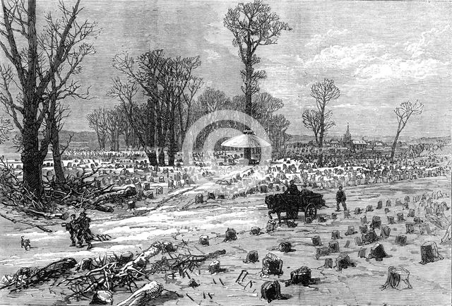 The Bois de Boulogne, Paris, (sketch by balloon post), 1871. Creator: Unknown.