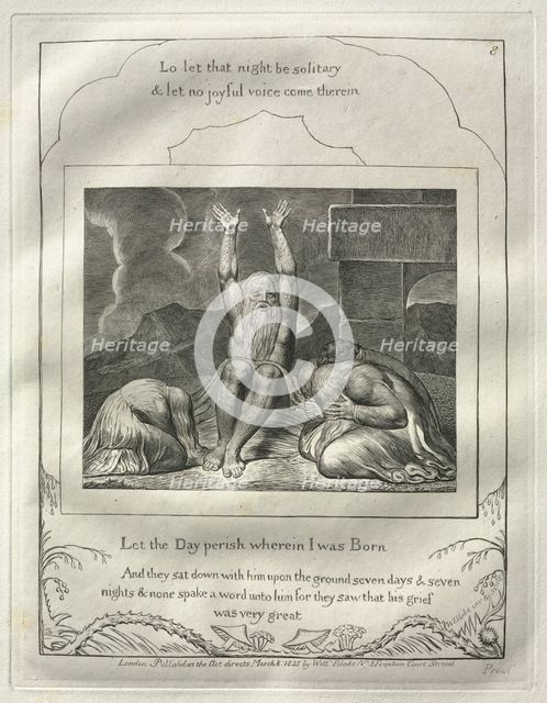The Book of Job: No. 8, Let the Day perish wherin I was born, 1825. Creator: William Blake (British, 1757-1827).