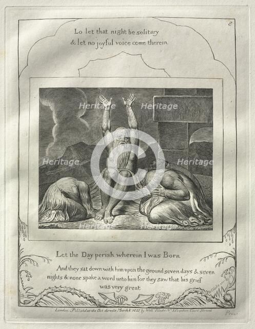 The Book of Job: No. 8, Let the Day perish wherin I was born, 1825. Creator: William Blake (British, 1757-1827).