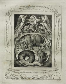 The Book of Job: Pl. 15, Behold now Behemoth which I made with thee, 1825. Creator: William Blake (British, 1757-1827)