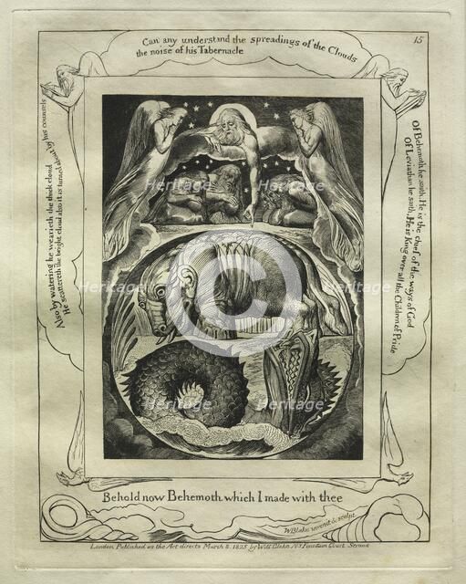 The Book of Job: Pl. 15, Behold now Behemoth which I made with thee, 1825. Creator: William Blake (British, 1757-1827).