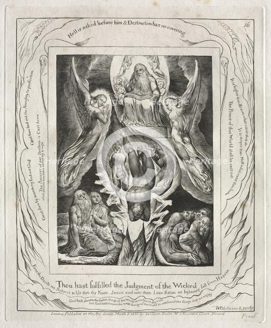 The Book of Job: Pl. 16, Thou hast fulfilled the Judgment of the Wicked, 1825. Creator: William Blake (British, 1757-1827).