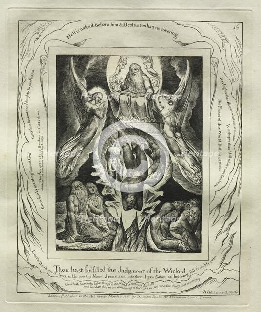 The Book of Job: Pl. 16, Thou hast fulfilled the Judgment of the Wicked, 1825. Creator: William Blake (British, 1757-1827).