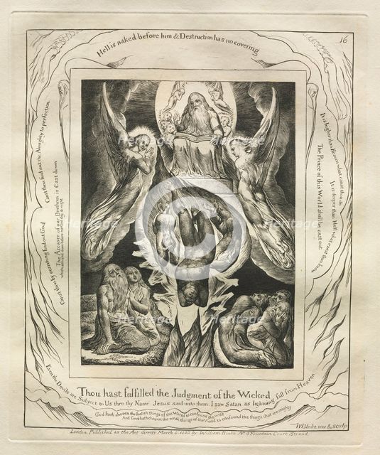 The Book of Job: Pl. 16, Thou hast fulfilled the Judgment of the Wicked, 1825. Creator: William Blake (British, 1757-1827).