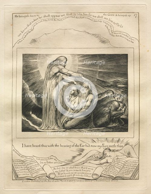 The Book of Job: Pl. 17, I have heard thee with the hearing of the Ear but now my Eye seeth thee, 18 Creator: William Blake (British, 1757-1827).